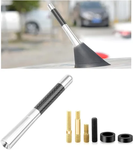 Miniatura 14 de KVAEY Antena corta para automóvil, antena aérea de aluminio rechoncha de 1.37 pulgadas con 4 tornillos y 2 juntas de goma, repuesto de antena de Azul