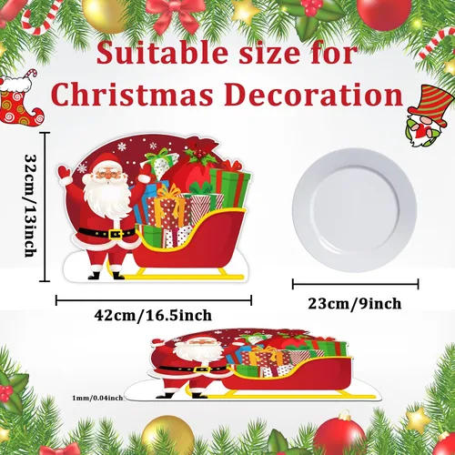 Miniatura 2 de Juego de 6 manteles individuales de plástico de Navidad, manteles individuales Claus, manteles de mesa de Navidad, decoración temática de Navidad