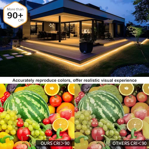 Miniatura 5 de Tira LED COB de 20 pies para exteriores IP67, impermeable, 6500 K de luz fría DC24V, tiras de cuerda LED flexibles con control remoto y aplicación