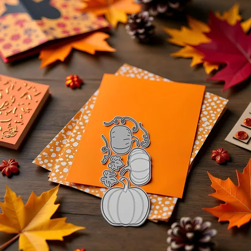 Miniatura 4 de Troqueles de corte de marco de calabaza para hacer tarjetas, borde de encaje, plantillas de corte de calabaza para álbumes de recortes, álbum