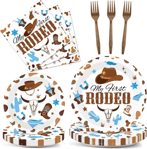 Miniatura 18 de gisgfim 96 piezas de suministros para fiesta de cumpleaños con tema de animales de granja, vajilla de granero, primer cumpleaños, platos de papel