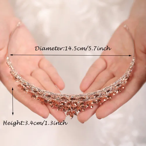 Miniatura 6 de JWICOS Corona de bodas con cristales rojos para mujeres, tiara para novias y damas de honor, accesorio para el cabello para fiesta de soltero