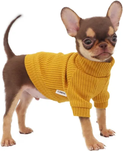 Miniatura 13 de LOPHIPETS Suéteres de cuello alto para perros pequeños, ropa para cachorros Chihuahua, rosa claro brillante, M