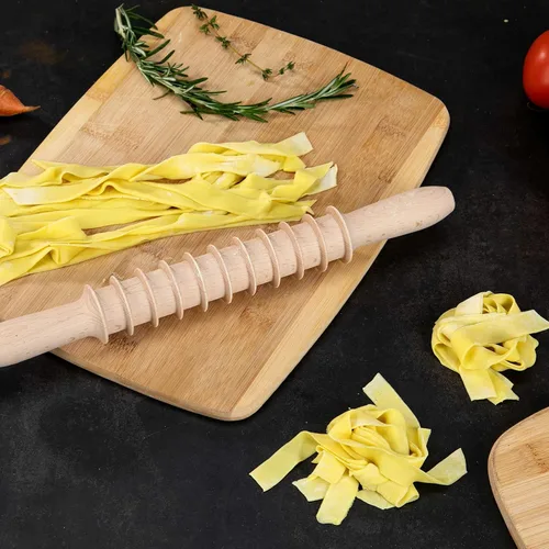 Miniatura 3 de Cortador de pasta de madera de haya de 14 mm, rodillo de rejilla de fideos, cortador de masa, pincel de madera, cortador de espaguetis, herramienta
