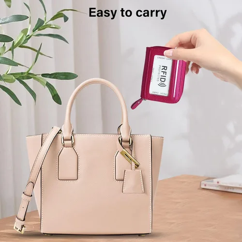 Miniatura 27 de Tarjetero RFID de bolsillo con ventana para ID, piel genuina, S, Negro