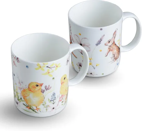 Miniatura 64 de Maison d' Hermine Taza de café con asas, tazas de porcelana fina de hueso, paquete de dos tazas de té para bebidas calientes, capuchino, latte, 015