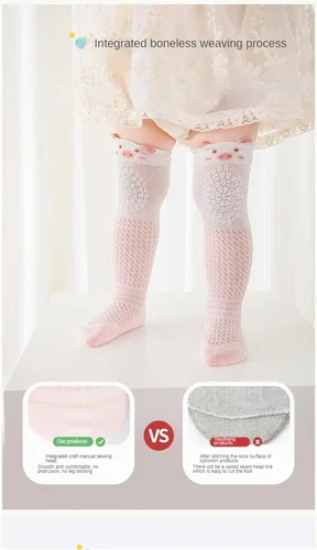 Miniatura 6 de Calcetines antideslizantes hasta la rodilla para bebés y niños pequeños, mallas delgadas para recién nacidos, para gatear en el suelo, 5/6 paquetes