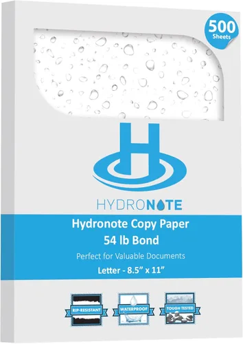 Miniatura 12 de TerraSlate Papel impermeable Hydronote - Papel de copia multiusos de 54 libras de 8.5 x 11 pulgadas, papel blanco a granel, impresora de inyección