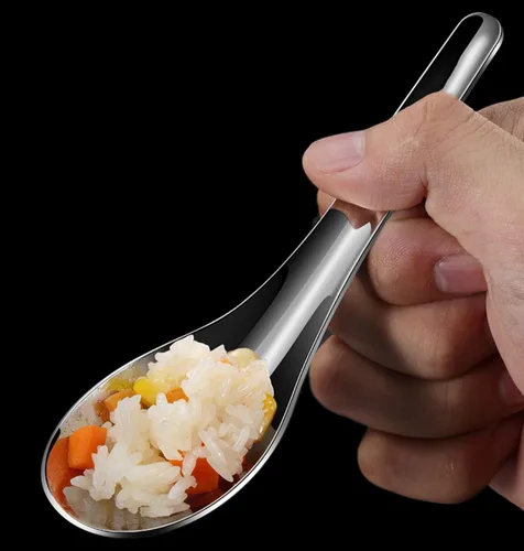 Miniatura 2 de 2 cucharas de sopa de acero inoxidable, cucharas de sopa, cucharas de sopa china, cuchara de sopa asiática, cucharas de mesa, cucharas