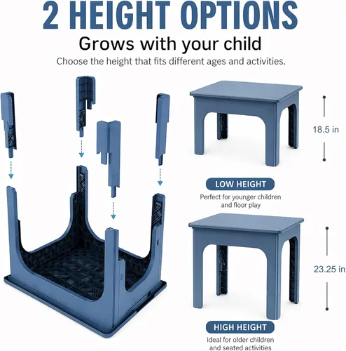 Miniatura 6 de UNICOO® Juego de mesa plegable y ajustable en altura para niños con 2 sillas plegables, compacto, plegable y portátil, para actividades de niños Azul