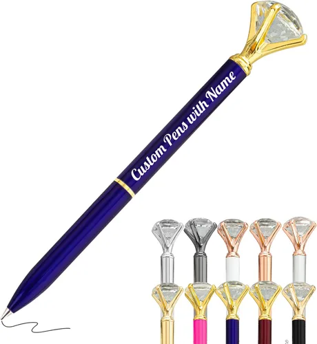 Miniatura 10 de Hasta 100 bolígrafos de diamante personalizados a granel con nombre, bolígrafo de impresión personalizada con logotipo de negocios grabado, mensaje