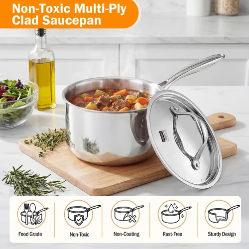 Miniatura 5 de Cocineros Standard Olla con múltiples capas de acero inoxidable (3 qt), Plateado