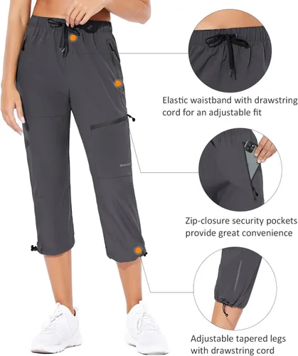 Miniatura 4 de BALEAF Women's Hiking Cargo Capris Outdoor Lightweight Water Resistant Pants UPF 50 Zipper Pockets