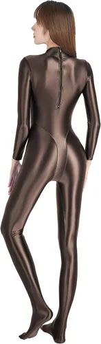 Miniatura 3 de AMORESY Traje de buceo de cuerpo completo con brillo aceitoso apretado de una sola pieza de aguas termales competitivo traje de baño de una pieza
