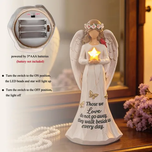 Miniatura 3 de Portavelas Estatua de ángel con mariposa hueca