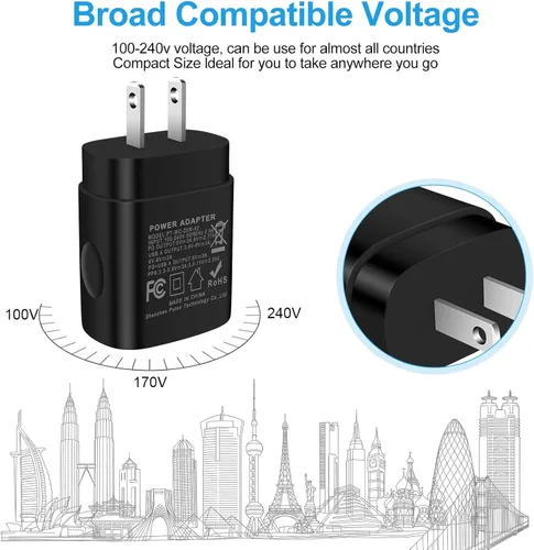 Miniatura 7 de Cargador súper rápido de 25 W, tipo C, bloque de carga rápida de doble puerto para Samsung Galaxy S25/S24 FE/S24/Z Flip 7/A17/A16/A36/A15/A14 Negro-1