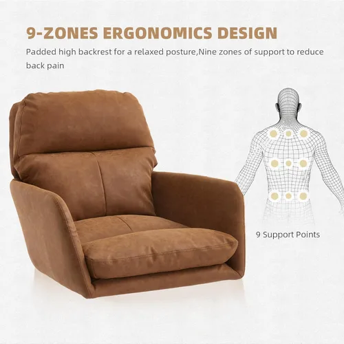 Miniatura 5 de XIFAN - Silla de oficina de piel sintética con asiento acolchado grueso, giratorio de 360°, silla de escritorio ajustable en altura con base