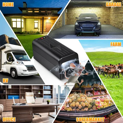 Miniatura 7 de Trampa para ratas, exterminador eléctrico para ratones, 2 paquetes de exterminador electrónico de roedores con deflector antiescape en interiores