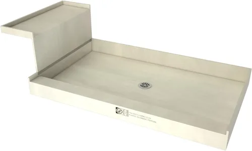 Miniatura 8 de Tile Redi P3048C-RB30-KIT Plato de Ducha y Banco con Desagüe Central - Base de Ducha de Bordillo Único, Banco, Desagüe de PVC de 2" y Placa