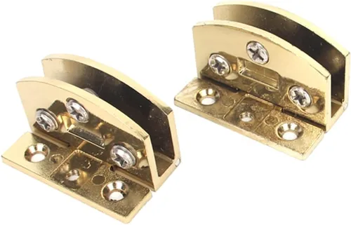 Miniatura 4 de Paquete de 2 bisagras de puerta de vidrio sin marco de 90° con tornillos negros para gabinete de ducha de vidrio sin taladro, bisagras de puerta a