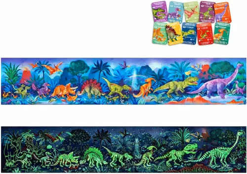Miniatura 5 de Hape Ocean Life Puzzle de 4.9 ft de largo 200 piezas de rompecabezas de vida marina gigante colorida que brilla en la oscuridad, para niños de 6