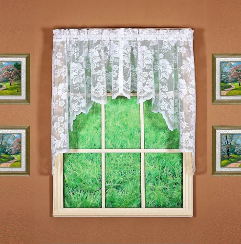 Miniatura 13 de Today's Curtain Cenefa de cortina de encaje floral con diseño de enredadera, 18", Marfil, 60 ancho x 18 largo