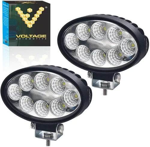 Voltage Automotive Luz de trabajo de inundación ovalada LED de 5 pulgadas para tractor niveladora carrito de golf cortacésped ATV 24W 6000K blanco