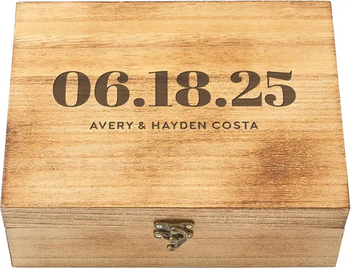 Miniatura 11 de Let's Make Memories Caja de recuerdos de madera personalizada con tapa con bisagras, caja de recuerdos de madera, almacenamiento decorativo