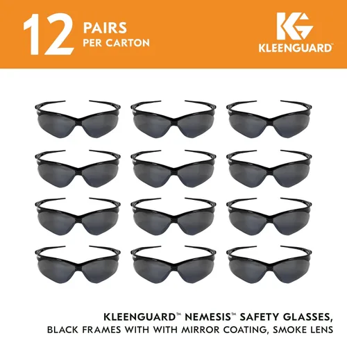 Miniatura 2 de KleenGuard™ V30 Nemesis™ - Gafas de seguridad (25688), con revestimiento de espejo, lentes ahumadas, montura negra, gafas de sol unisex para hombres