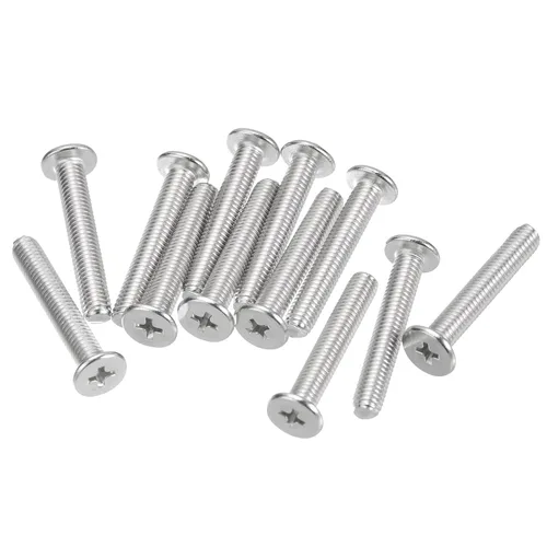 Miniatura 27 de Uxcell M1-0.25 x 2 mm 50 piezas Tornillos de cabeza plana redonda 304 de acero inoxidable Phillips Drive tornillos de máquina para fijación