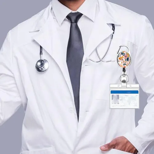 Miniatura 3 de Carrete retráctil resistente con mosquetón para cinturón, llavero, lindo carrete de identificación con nombre para médico, enfermera, paquete de 3