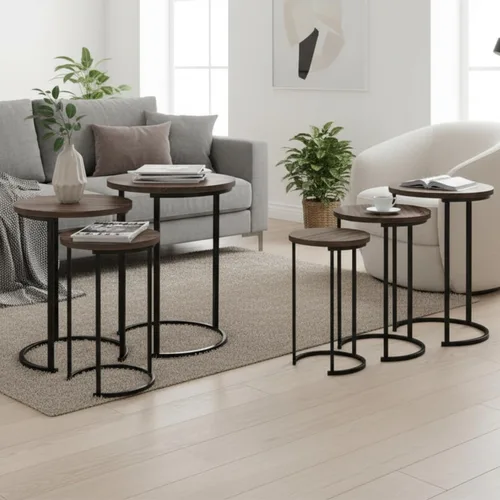 Miniatura 8 de Lavish Home Mesas nido – Juego de 3 mesas auxiliares redondas para sala de estar, dormitorio u oficina en casa – Juego de mesa auxiliar de mármol
