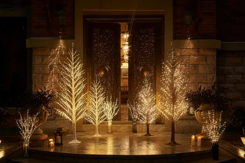 Miniatura 7 de BAOLITVINE Árbol de Navidad alpino de 6 pies, 810 luces LED blancas cálidas, árbol blanco artificial con luces para el hogar, festival de Navidad
