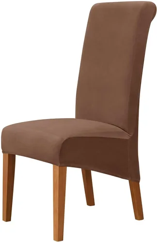 Miniatura 12 de Funda de terciopelo para silla de comedor, funda elástica para sillas grandes, fundas para sillas de respaldo alto (Bianco, paquete de 1)