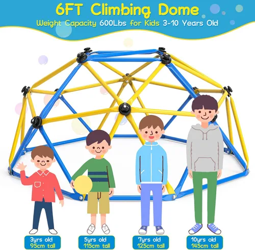 Miniatura 8 de GIKPAL Cúpula de Escalada, Cúpula Geométrica de 6 Pies Mejorada con Agarre para Escalada para Niños, Equipo de Juego para Interiores y Exteriores