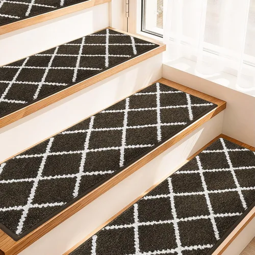 Miniatura 12 de COSY HOMEER Peldaños de escalera para peldaños de madera de 9 x 28 pulgadas, alfombras antideslizantes, pelar y pegar para interiores para niños