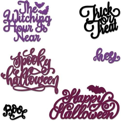 Hying Troqueles de Feliz Halloween para hacer tarjetas, palabras de bendición de murciélagos, troqueles de corte para álbumes de recortes, papel,