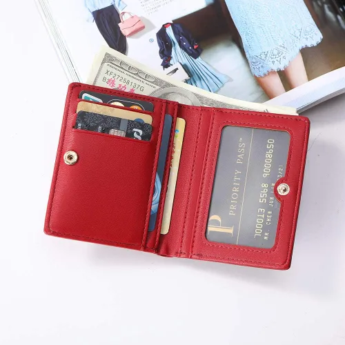 Miniatura 2 de AnnabelZ Billetera pequeña de cuero plegable para mujer, mini monedero corto