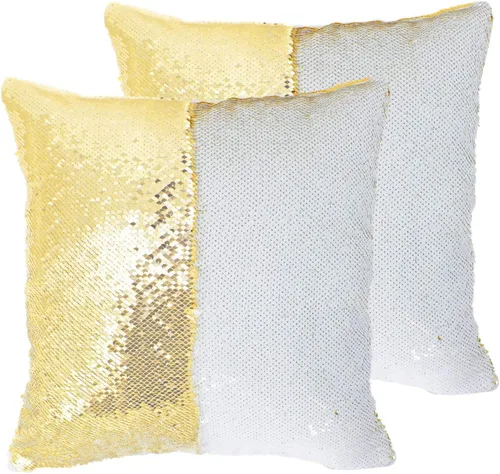 Miniatura 27 de Paquete de 2 fundas de almohada de lentejuelas sublimadas de 16 x 16 pulgadas, fundas de almohada reversibles con purpurina para regalos