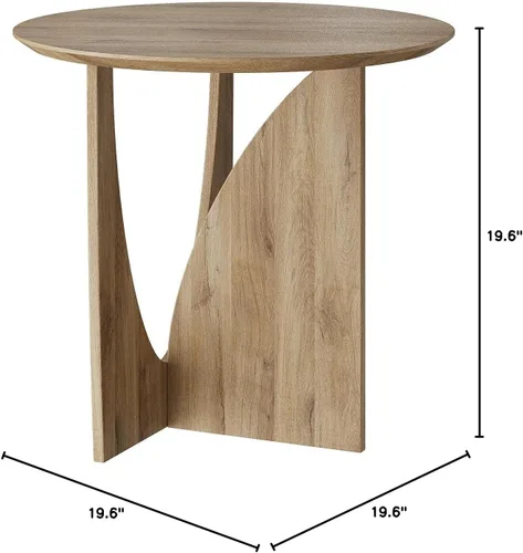 Miniatura 3 de Mesa auxiliar redonda, mesa auxiliar estética moderna con chapa de roble, mesa decorativa de madera para sala de estar, dormitorio (A, natural)