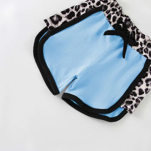 Miniatura 54 de Ropa de verano para niña, camiseta de manga corta para bebé, pantalones cortos, estampado de leopardo, camuflaje, de 18 meses a 6 años