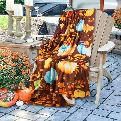 Miniatura 3 de Manta súper suave, acogedora y afelpada para sofá y silla, mantas de otoño y mantas de calabaza (50 x 60 pulgadas)