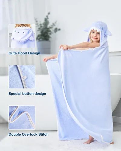 Miniatura 4 de ZIONOR Toalla de baño con capucha para niños, 50 pulgadas de largo x 35 pulgadas de ancho, toallas con capucha extra grandes para niños grandes de 6