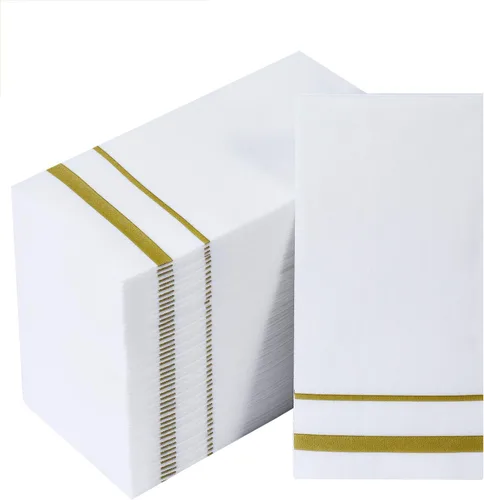 FOCUSLINE 200 servilletas de baño desechables con tacto de lino, suaves y absorbentes, toallas de mano de papel para invitados, toallas de mano