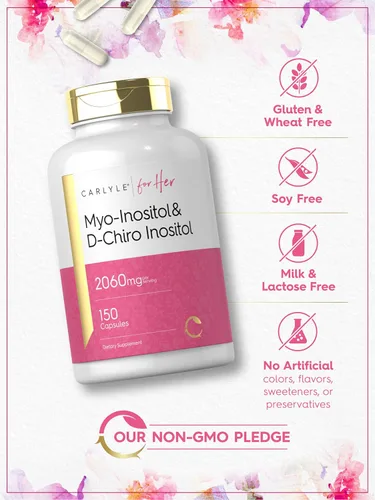 Miniatura 5 de Carlyle Myo-Inositol & D-Chiro Inositol Suplemento para Mujeres 2060mg 150 cápsulas Complejo sin OMG, sin gluten