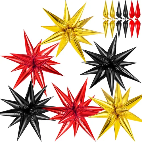 Miniatura 17 de 72 unidades de globos de estrella, grandes globos de cono de estrella metálicos de 26 pulgadas, globos de papel de aluminio de explosión colorida