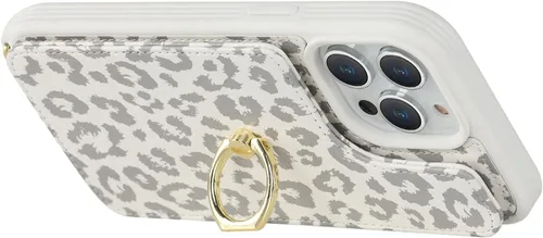 Miniatura 8 de Lipvina Funda para iPhone 13 Pro con tarjetero y correa para mujer, cordón cruzado, soporte de anillo con soporte, cierre a presión, bonitas fundas