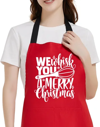 Delantales de Navidad para mujeres con bolsillos, delantal de cocina para hombres, parrilla, barbacoa, parrilla, regalos de Navidad para panadero,