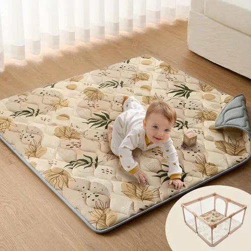 Miniatura 29 de Blissful Diary Alfombras de Juego para Bebés para Piso, Alfombra de 50x50 Pulgadas para Gatear para Corral, Alfombras de Juego de Espuma
