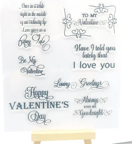 Miniatura 2 de NZJ Sello transparente con texto en inglés «Happy Valentine's Day» Sweet Love Kiss para decoración de tarjetas y álbumes de recortes